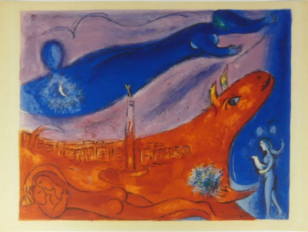 Lithografie Chagall - La Bastille (The Bastille)