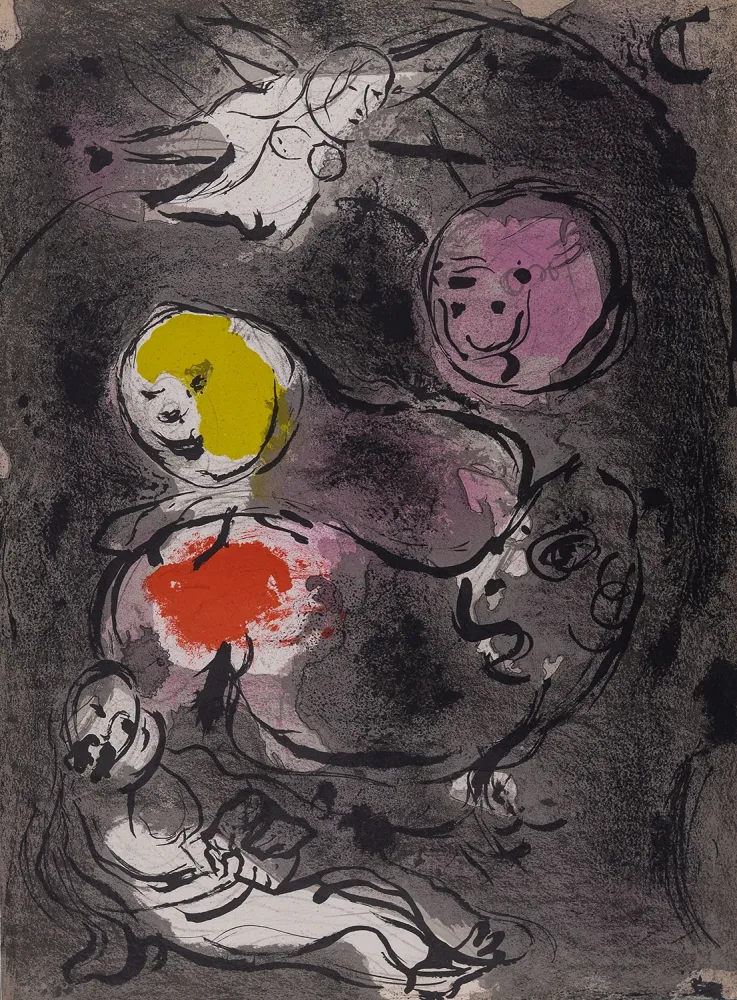 Lithografie Chagall - La Bible : Le Prophète Daniel avec les lions, 1956