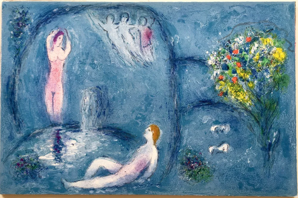 Lithografie Chagall - LA CAVERNE DES NYMPHES (de Daphnis et Chloé - 1961)