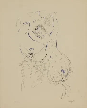 Lithografie Chagall - LA DANSEUSE AUX OISEAUX