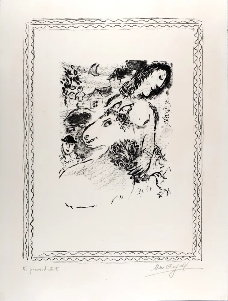 Lithografie Chagall - La Fermière à l'âne, c. 1971 - Hand-signed