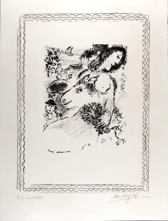 Lithografie Chagall - La Fermière à l'âne, c. 1971 - Hand-signed