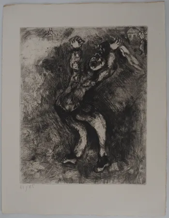 Gravure Chagall - La folie (Le fou qui vend la sagesse)