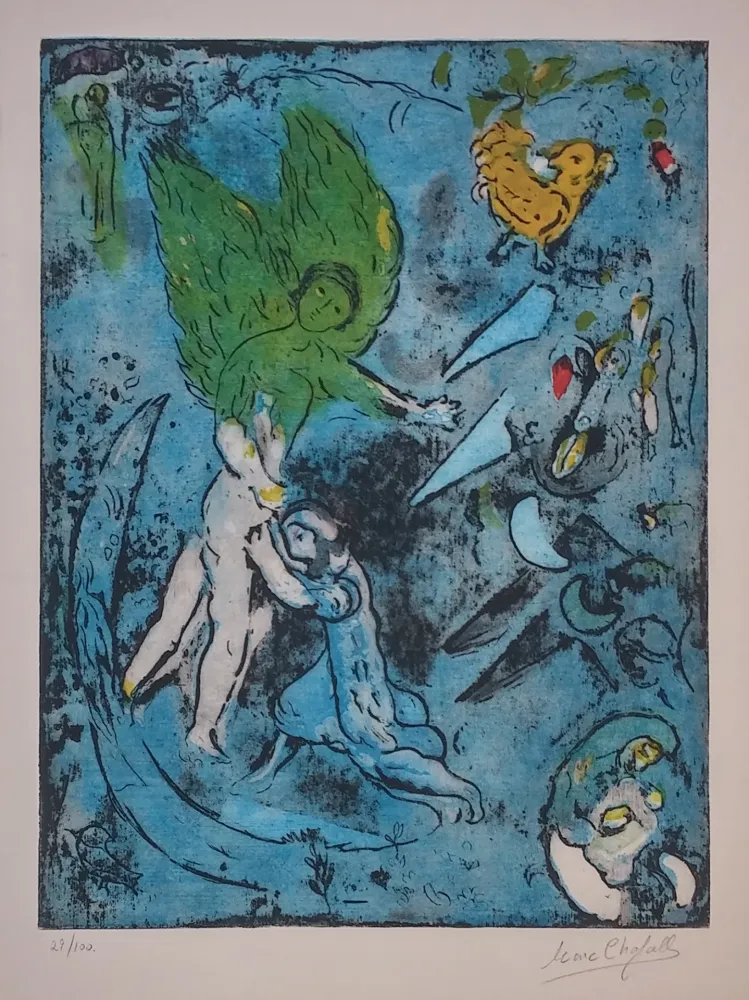 Lithografie Chagall - LA LUTTE DE JACOB ET DE L'ANGE