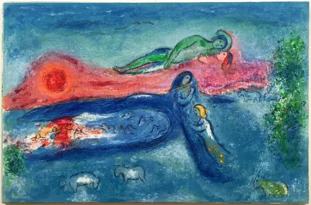Lithografie Chagall - LA MORT DE DORCON (Daphnis et Chloé - 1961)