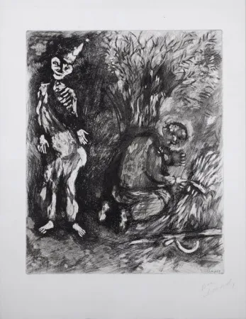 Ets En Aquatint Chagall - La mort et le bûcheron (Death and the Woodcutter, from the fables of La Fontaine)