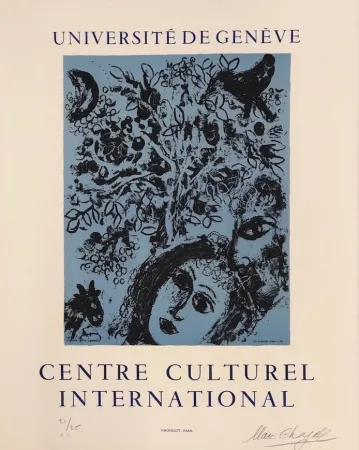 Lithografie Chagall - La pareja delante del árbol