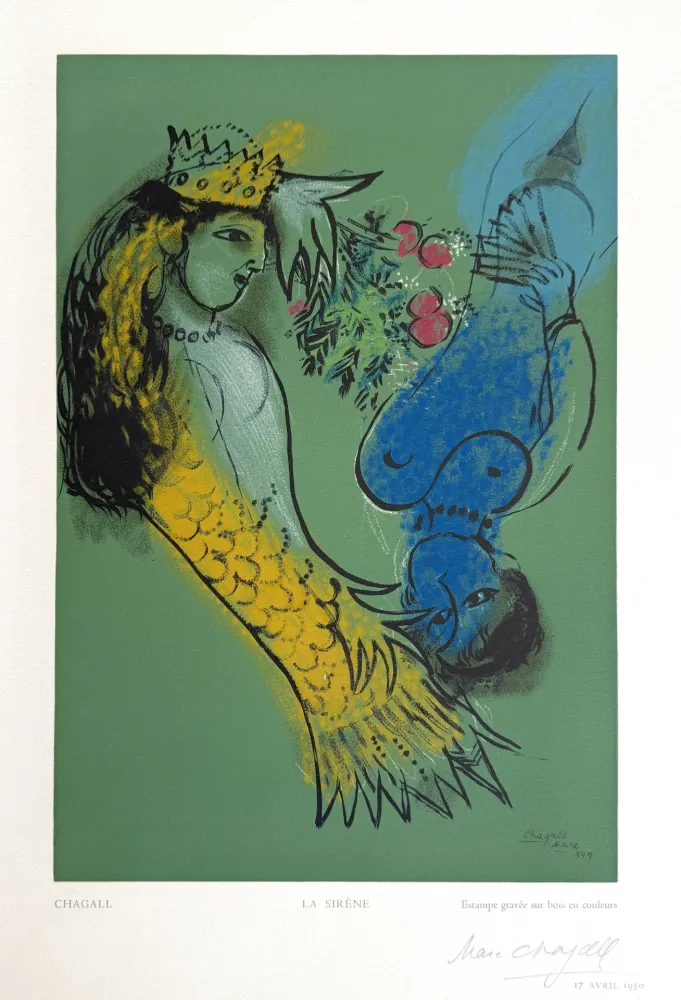Houtsnede Chagall - La Sirene