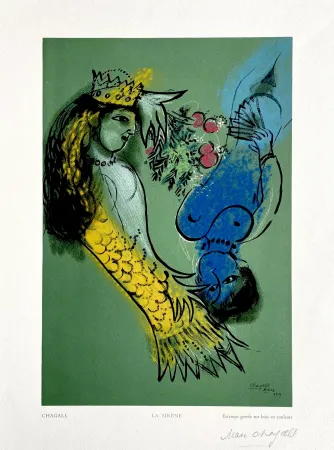 Houtsnede Chagall - La Sirene