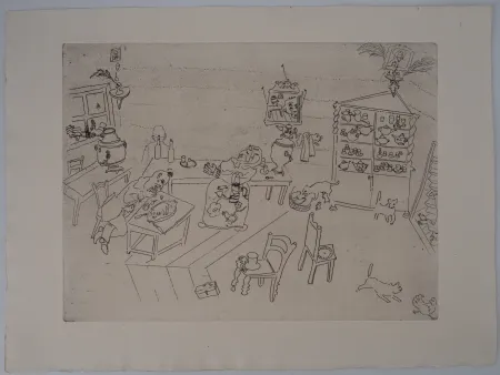 Gravure Chagall - La taverne russe (Repas dans le traktir)
