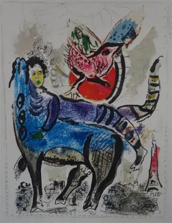Lithografie Chagall - La Vache bleue