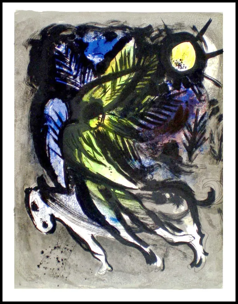 Lithografie Chagall - L'ANGE SURVOLANT LA FORET