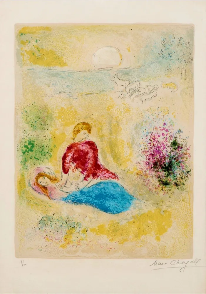 Lithografie Chagall - L'arondelle - Signed Daphnis et Chloé