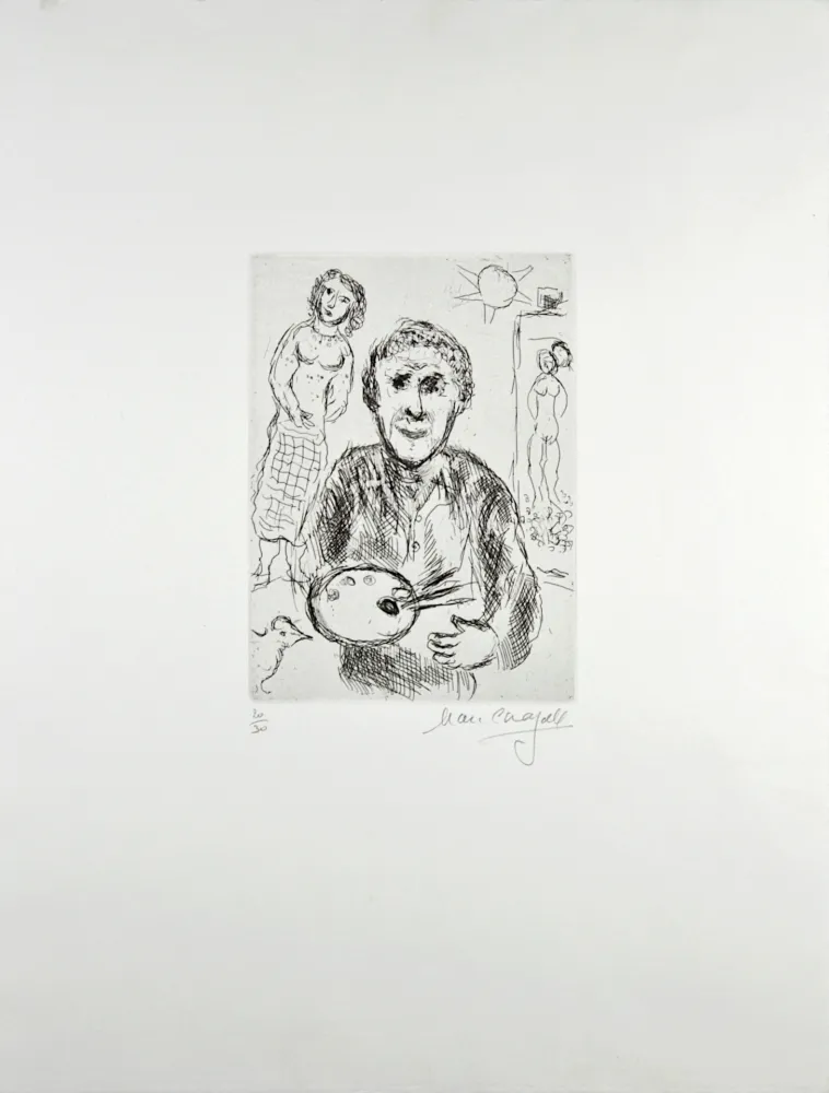 Gravure Chagall - L’Artiste et son modèle