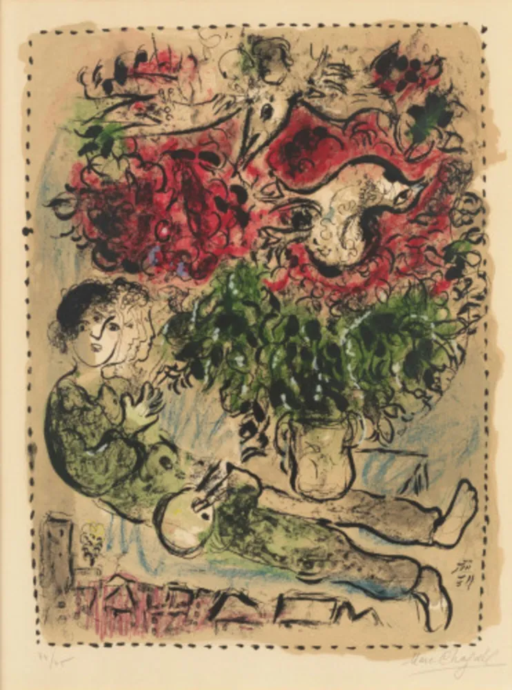 Lithografie Chagall - Le Bouquet du Peintre (Mourlot 483)