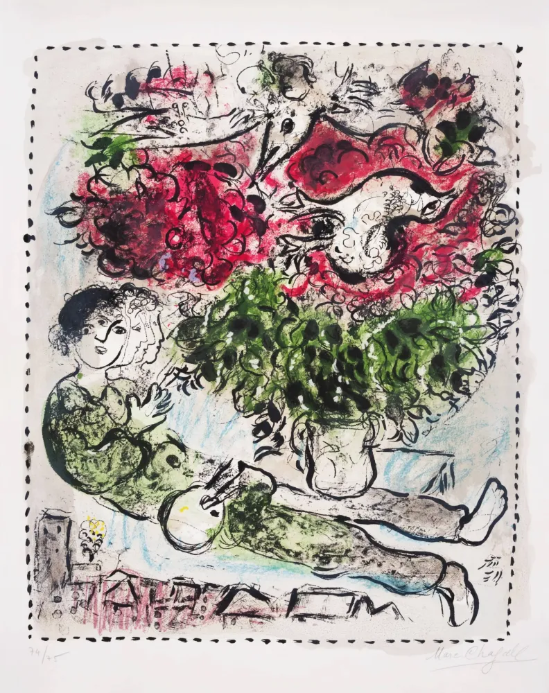 Lithografie Chagall - Le bouquet du peintre (The Painter’s Bouquet)