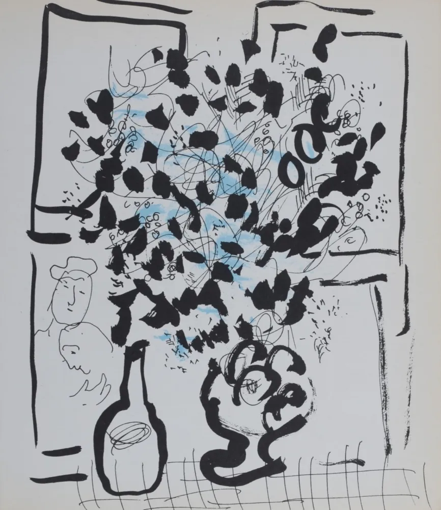 Lithografie Chagall - Le bouquet noir et bleu