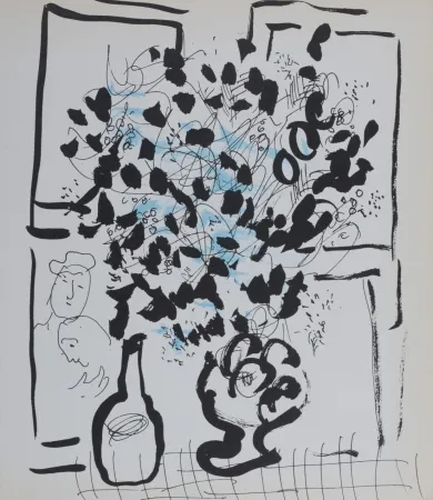 Lithografie Chagall - Le bouquet noir et bleu