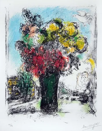 Lithografie Chagall - Le Bouquet Rouge et jaune (Red and Yellow Bouquet)