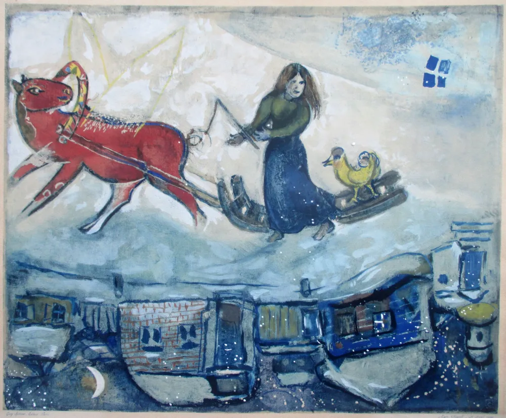 Collografie Chagall - Le Cheval Rouge