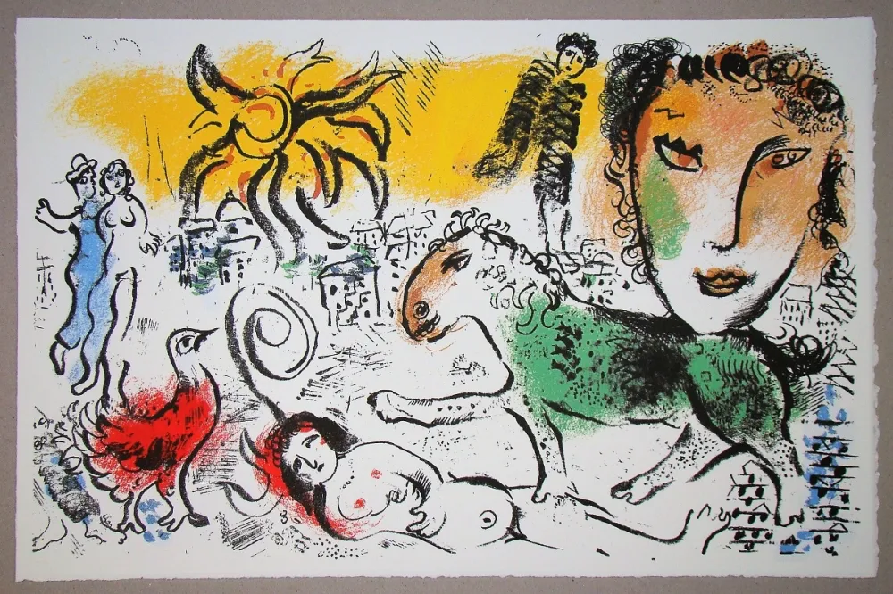 Lithografie Chagall - Le cheval vert
