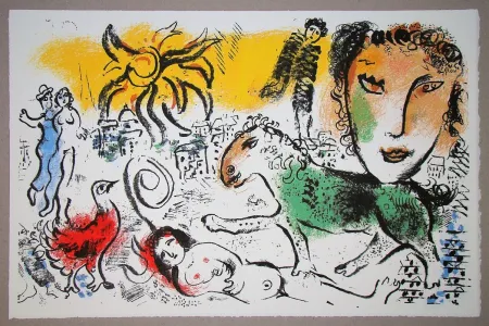 Lithografie Chagall - Le cheval vert
