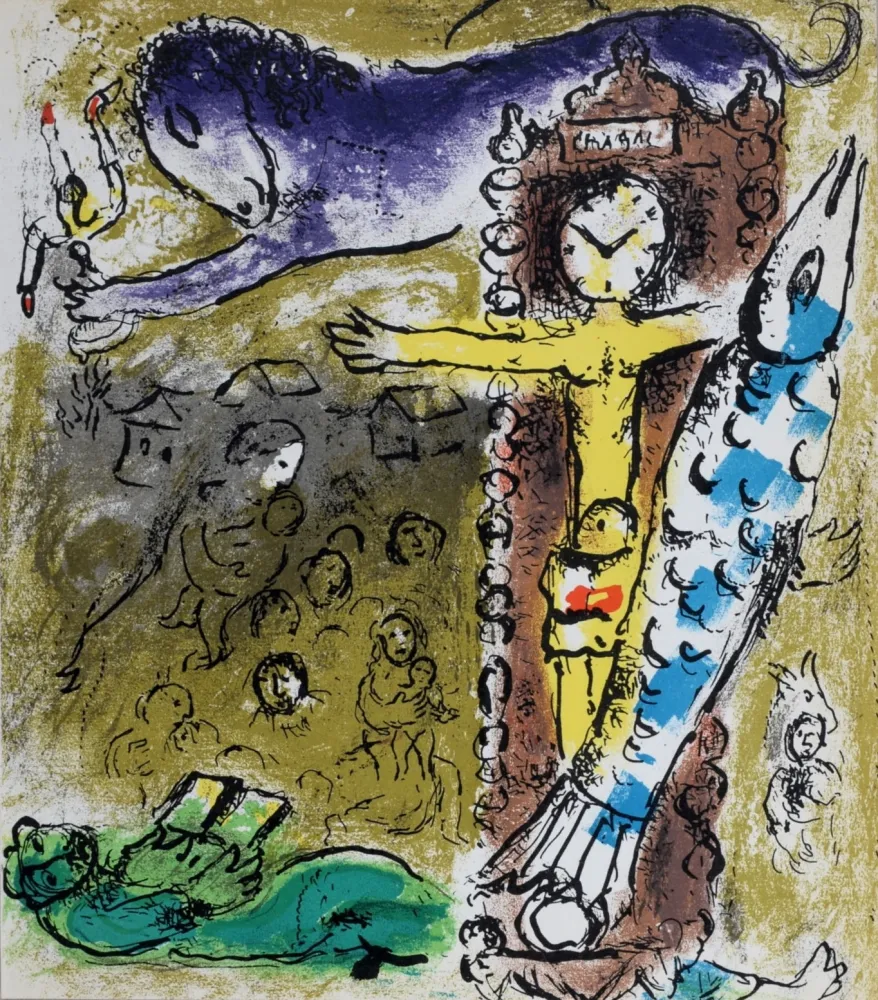 Lithografie Chagall - Le Christ à l'horloge