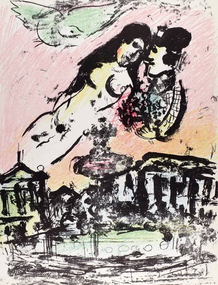 Lithografie Chagall - Le ciel amoureux