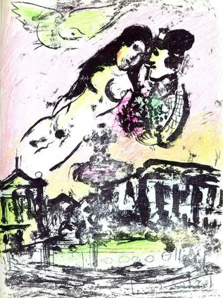 Lithografie Chagall - Le Ciel de la Place de la Concorde M. 393