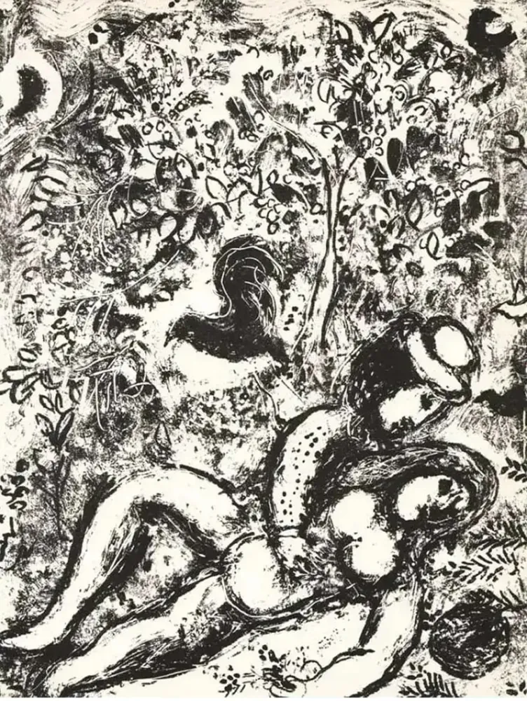 Lithografie Chagall - Le couple à l'arbre