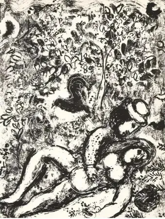 Lithografie Chagall - Le couple à l'arbre