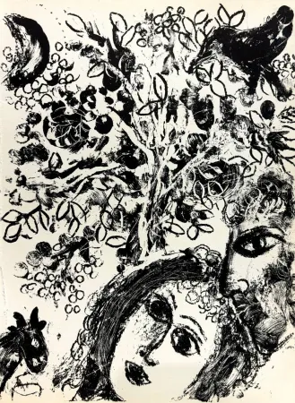 Lithografie Chagall - Le Couple Devant L’Arbre  