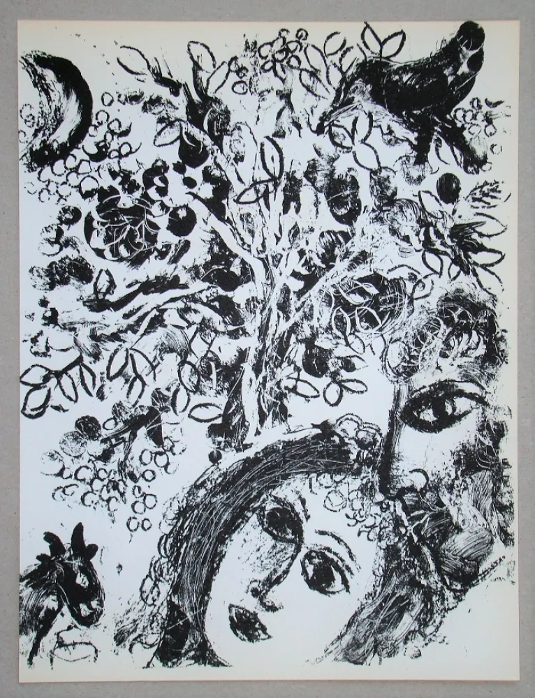 Lithografie Chagall - Le Couple Devant L'Arbre