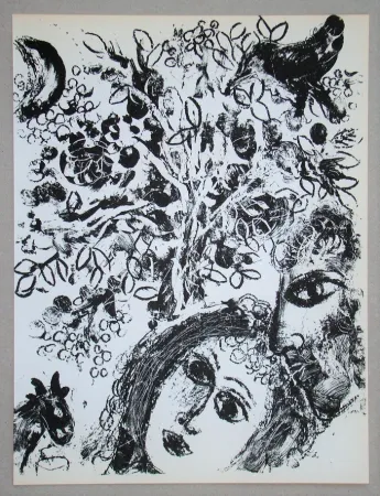 Lithografie Chagall - Le Couple Devant L'Arbre