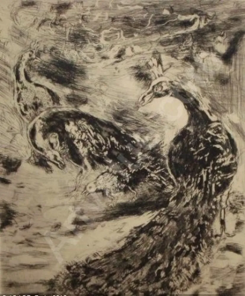Ets En Aquatint Chagall - Le Geai Pare des Plumes du Paon