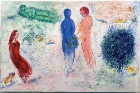 Lithografie Chagall - LE JUGEMENT DE CHLOÉ (de la suite Daphnis et Chloé - 1961)
