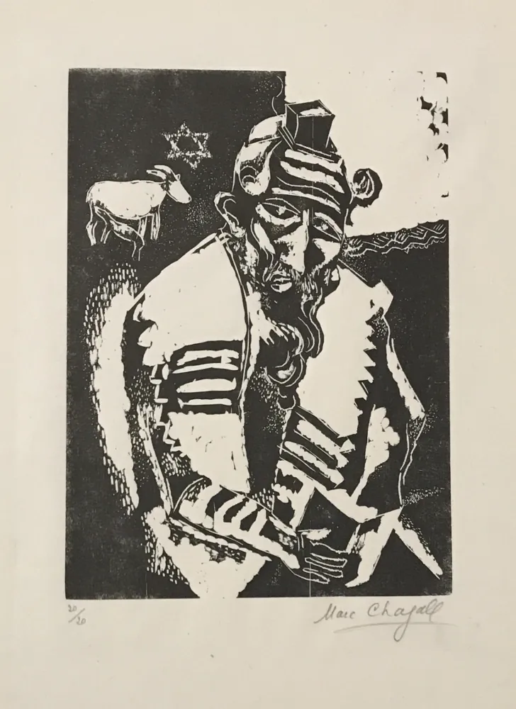 Houtsnede Chagall - Le Juif Priant (The Jew Praying)