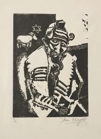 Houtsnede Chagall - Le Juif Priant (The Jew Praying)