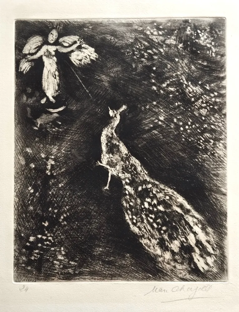 Ets En Aquatint Chagall - Le Paon se plaignant à Junon.