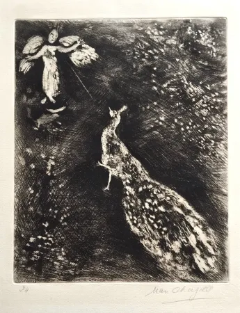 Ets En Aquatint Chagall - Le Paon se plaignant à Junon.