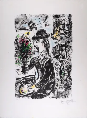 Lithografie Chagall - Le Peintre au Chapeau, 1983 - Hand-signed!