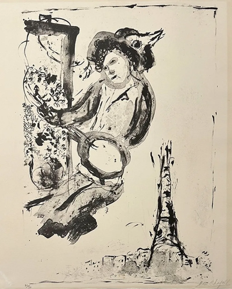 Lithografie Chagall - Le peintre sur Paris