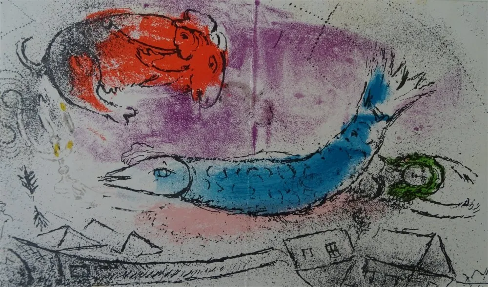 Lithografie Chagall - Le Poisson bleu