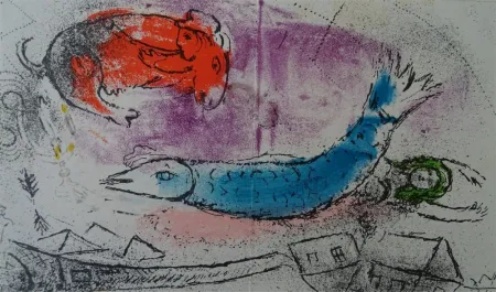 Lithografie Chagall - Le Poisson bleu