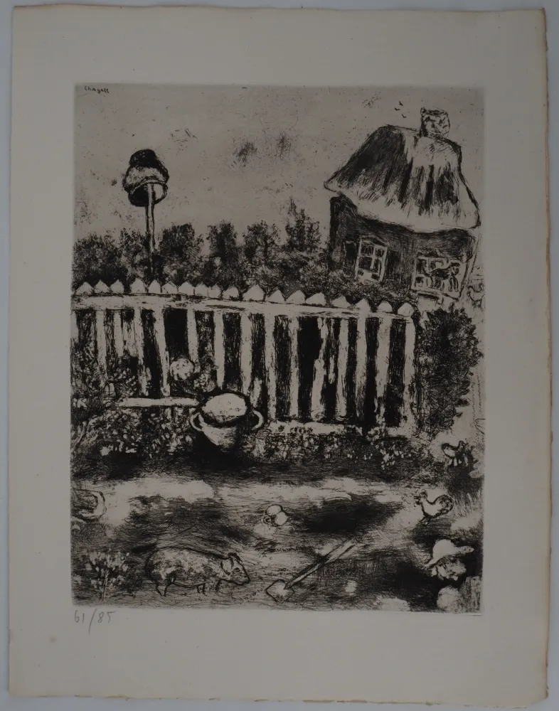 Gravure Chagall - Le Pot de terre et le Pot de fer