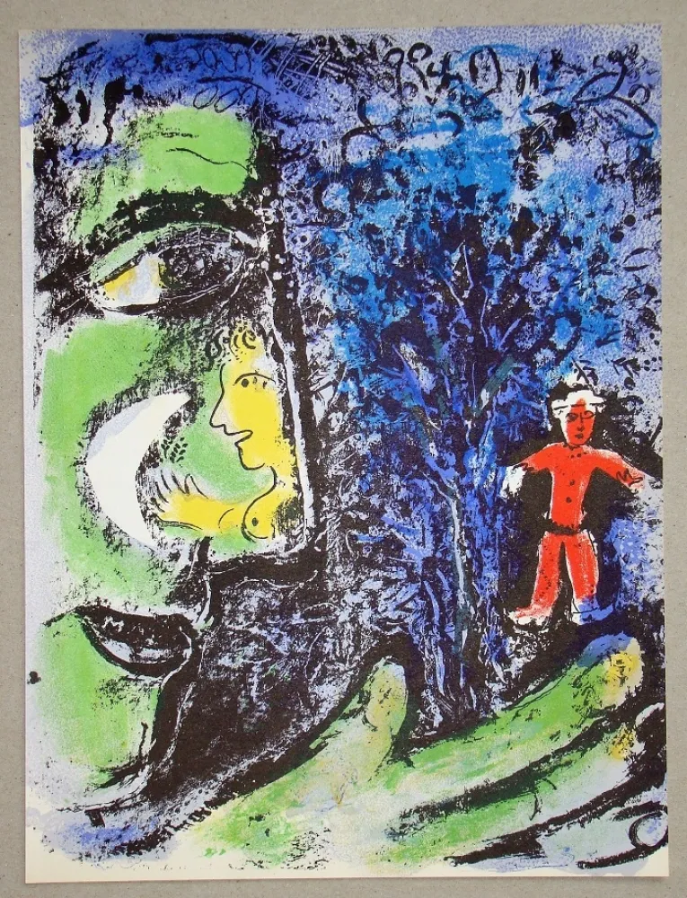 Lithografie Chagall - Le Profil Et L'Enfant Rouge 
