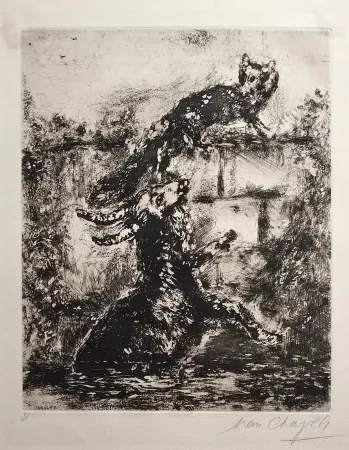 Ets En Aquatint Chagall - Le renard et le bouc