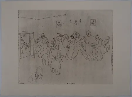 Gravure Chagall - Le rendez-vous des hommes (Les témoins)
