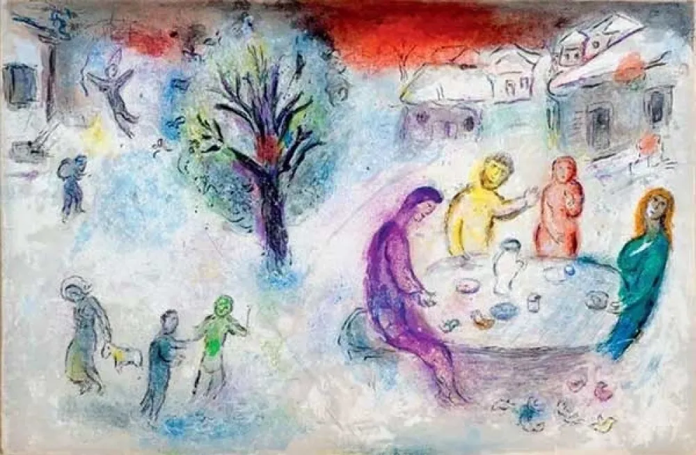 Lithografie Chagall - Le repas chez Dryas