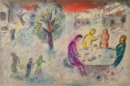 Lithografie Chagall - Le repas chez Dryas, from Daphnis et Chloé